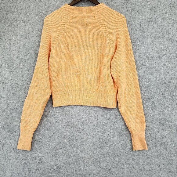 Free People Womens Ribbed Knit Sweater XS Orange Mock neck Pullover 28CT - Picture 2 of 8
